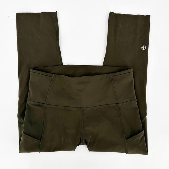 Lululemon Fast & Free Crop *Nulux 19" Reflective Dark Olive Crop Leggings - Picture 5 of 5